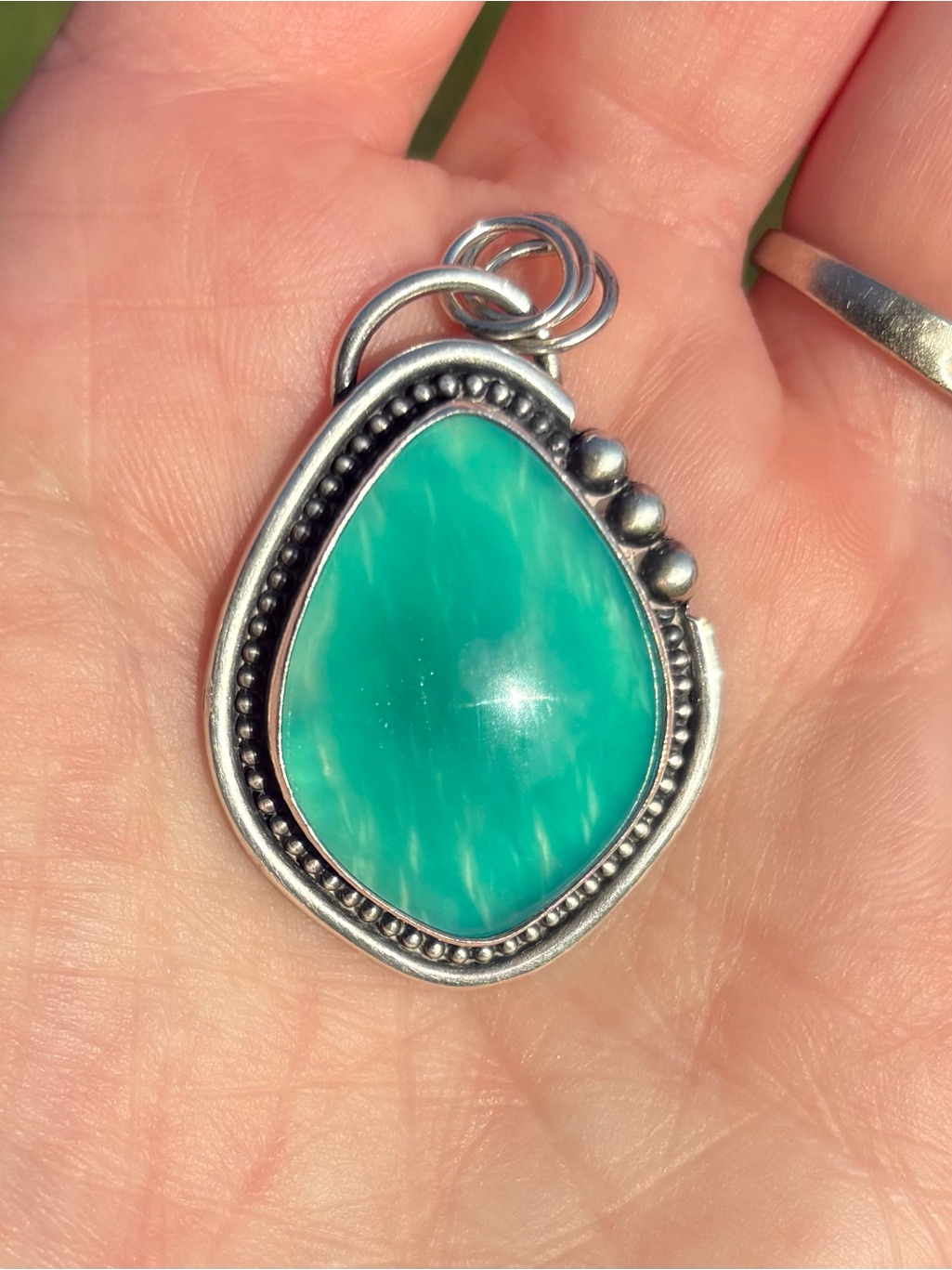 Shades Of Gray Jewelry Gel Amazonite And Sterling Silver Pendant